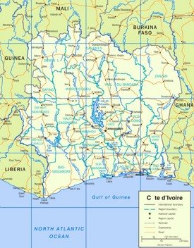 Côte d'Ivoire road map