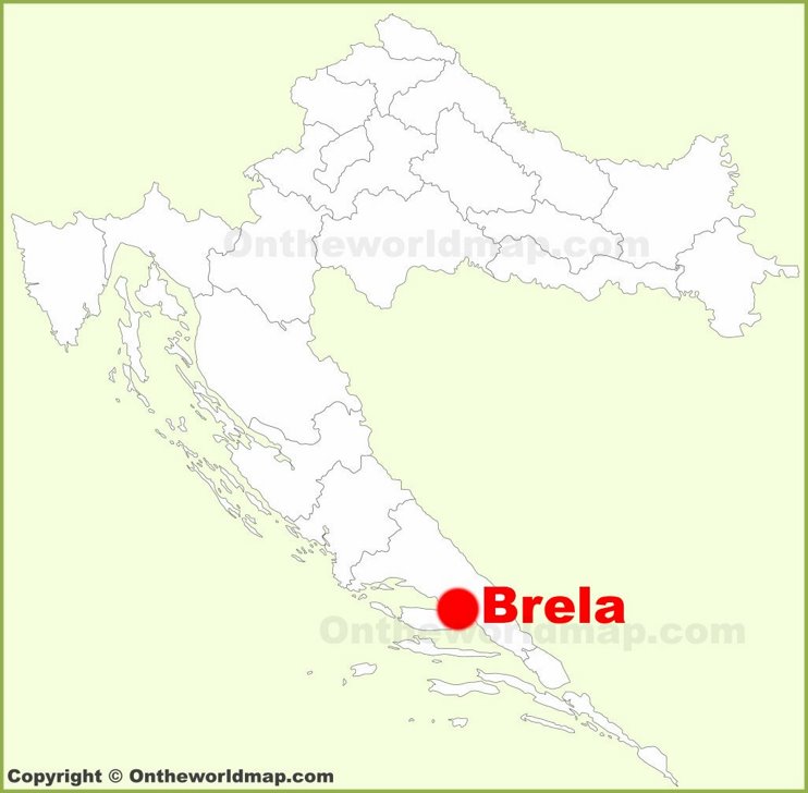 Brela location on the Croatia map