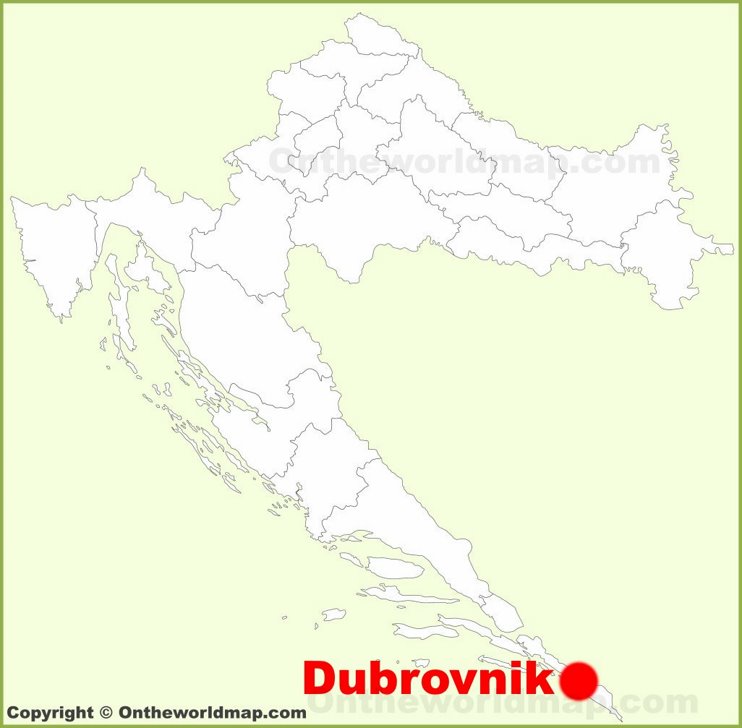 Dubrovnik location on the Croatia map