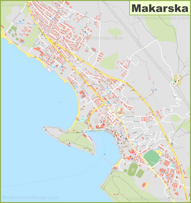 Large detailed map of Makarska