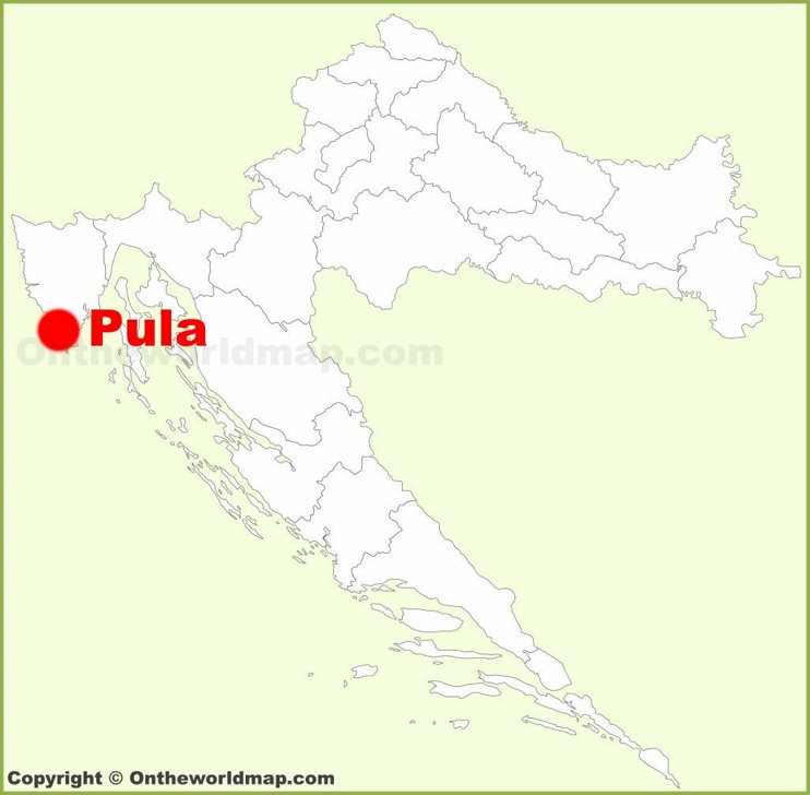 Pula location on the Croatia map