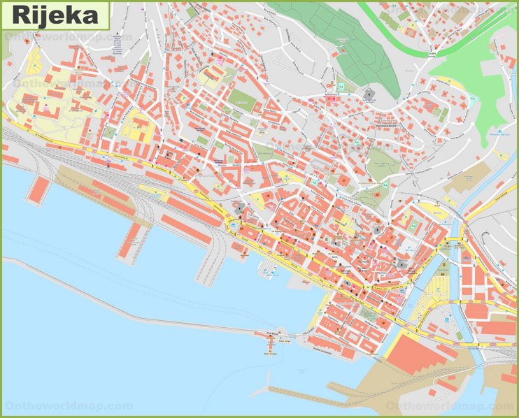 Large detailed map of Rijeka