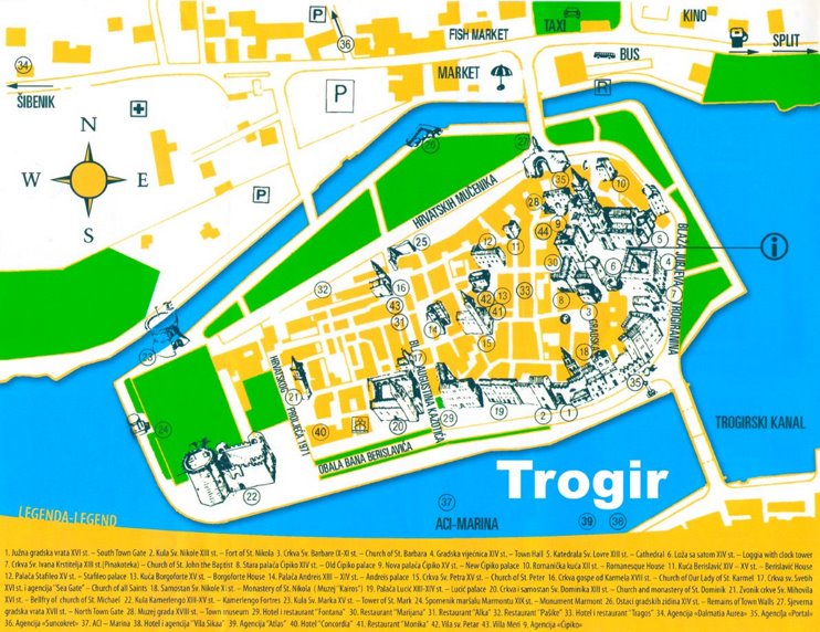 Trogir sightseeing map