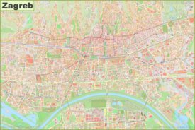 Large detailed map of Zagreb