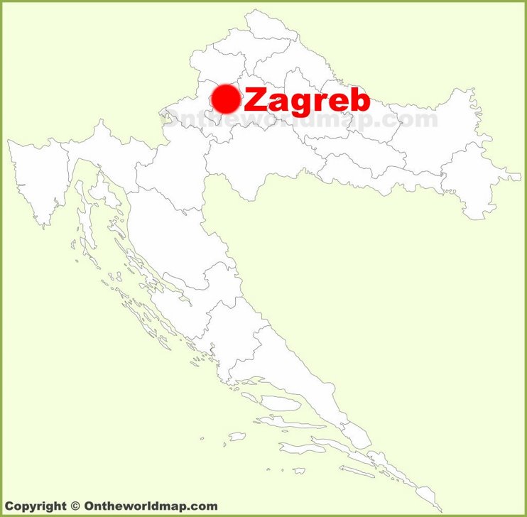 Zagreb location on the Croatia map