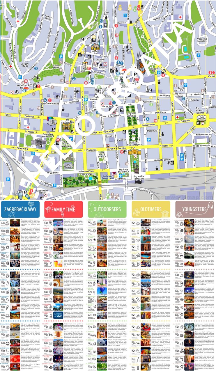 Zagreb tourist attractions map