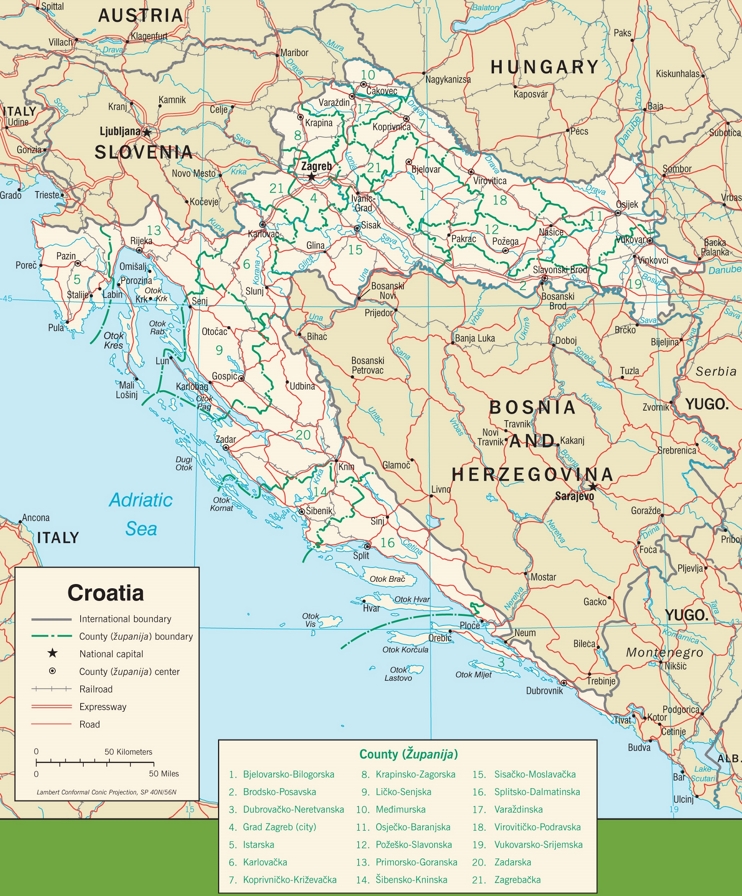 Croatia political map