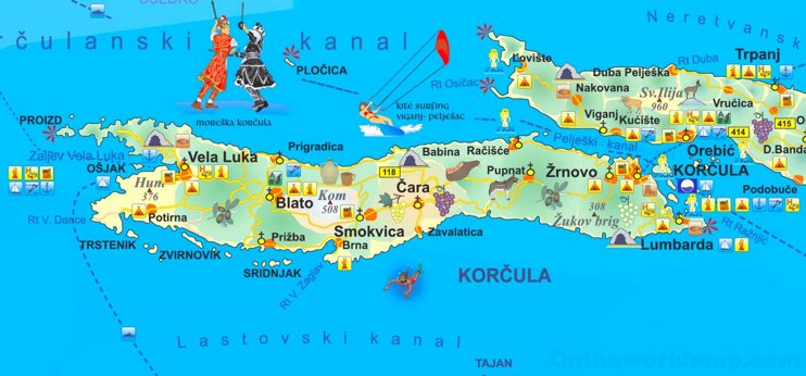 Korčula tourist map