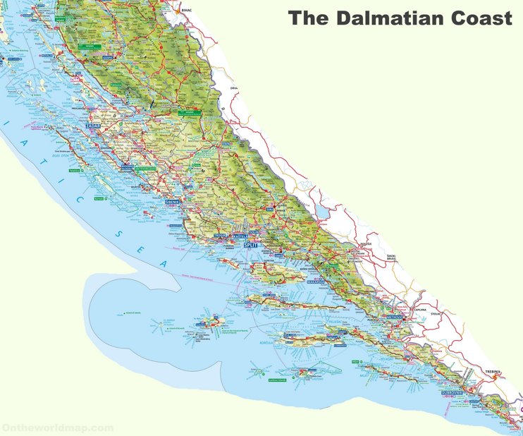 Dalmatian Coast tourist map