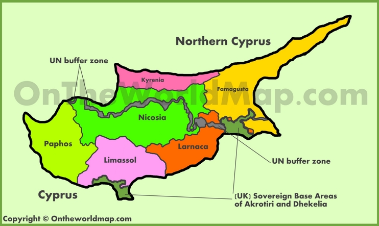 Administrative map of Cyprus