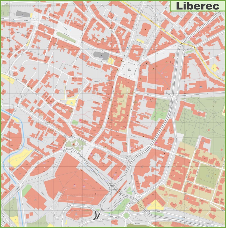 Liberec city center map