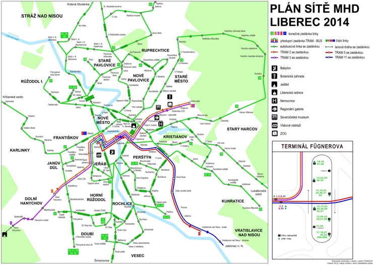 Liberec transport map