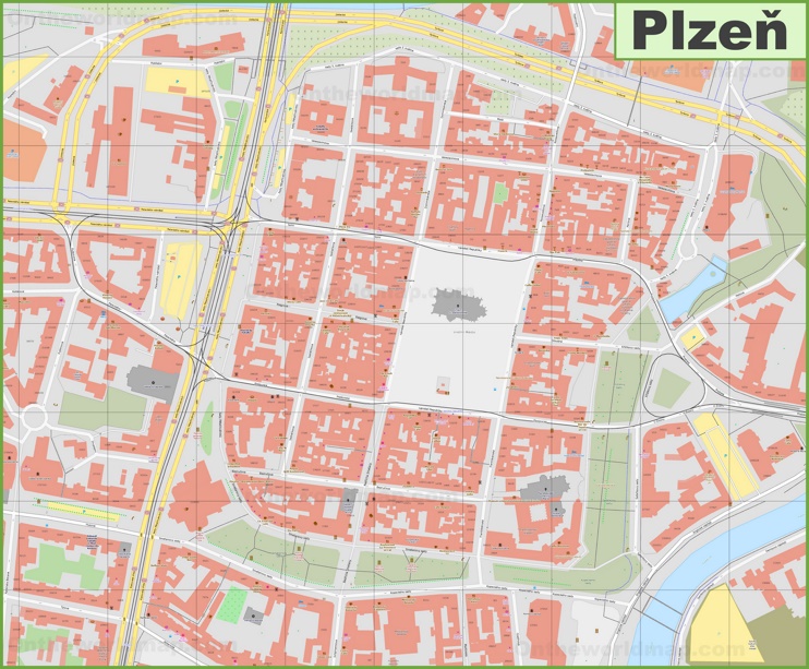 Plzeň city center map