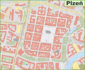 Plzeň city center map