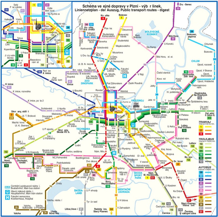 Plzeň transport map