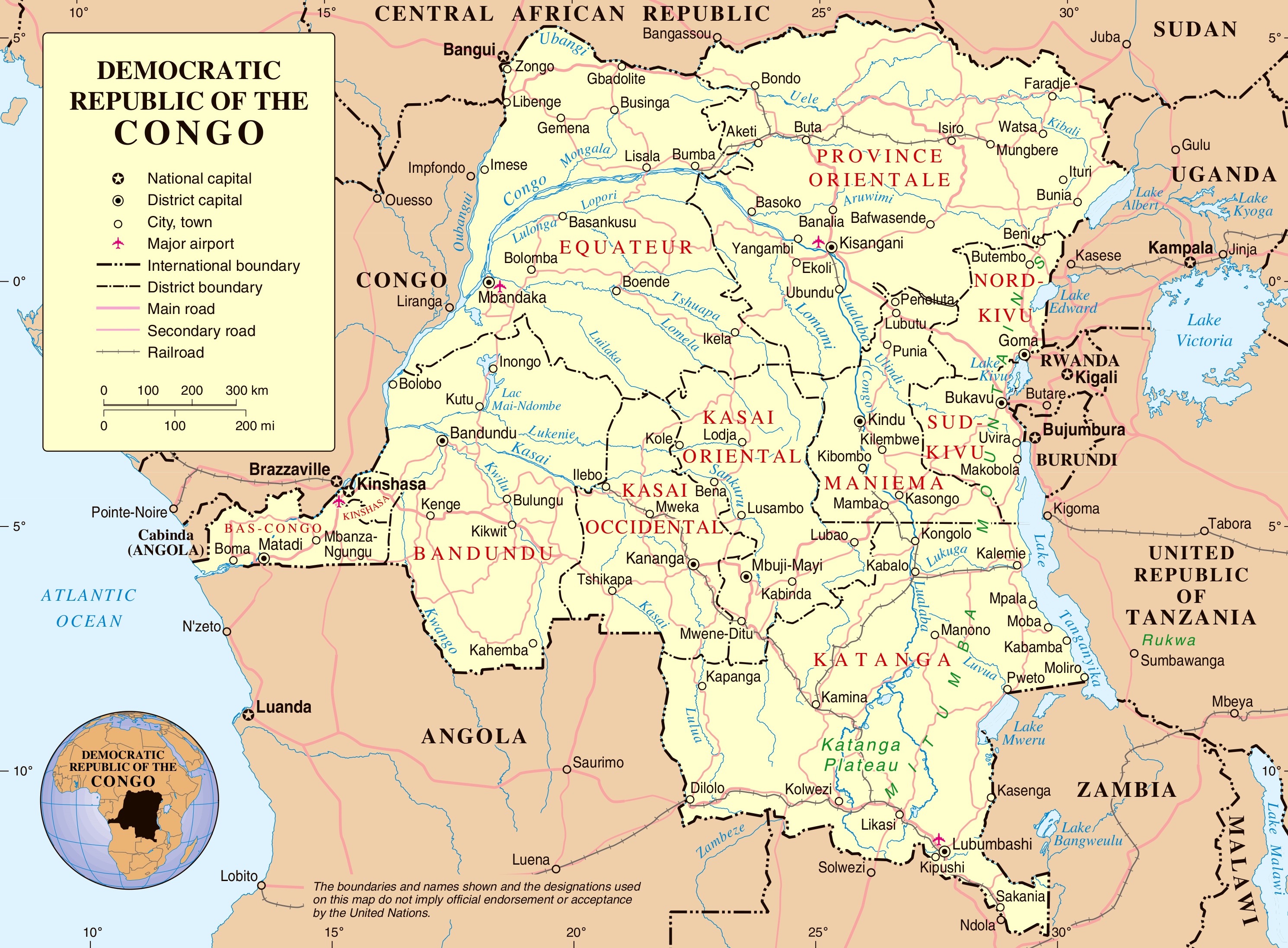 Dr Congo Physical Educational Wall Map From Academia Maps Images And