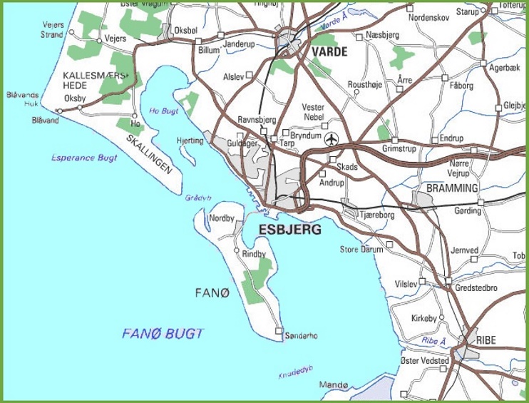 Map of surroundings of Esbjerg