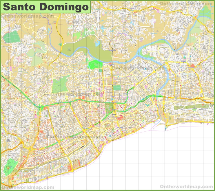 Large detailed map of Santo Domingo