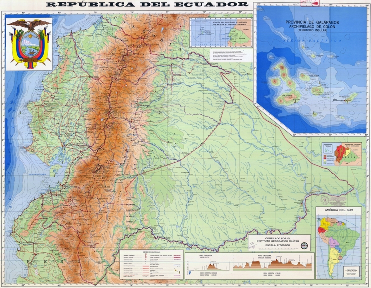 Large detailed map of Ecuador with cities and towns