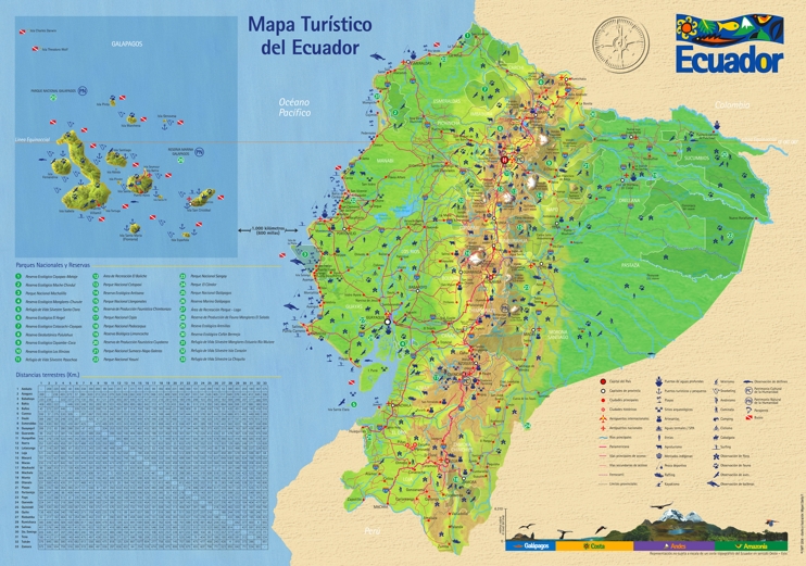 Tourist map of Ecuador