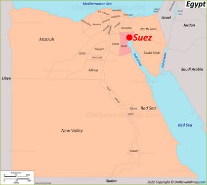Suez Location on the Egypt Map