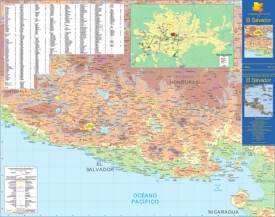 Large detailed map of El Salvador with cities and towns