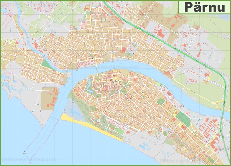 Large detailed map of Pärnu
