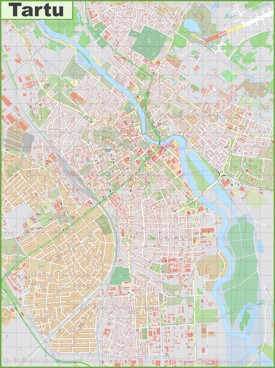 Large detailed map of Tartu