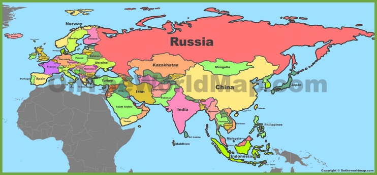 Political map of Eurasia