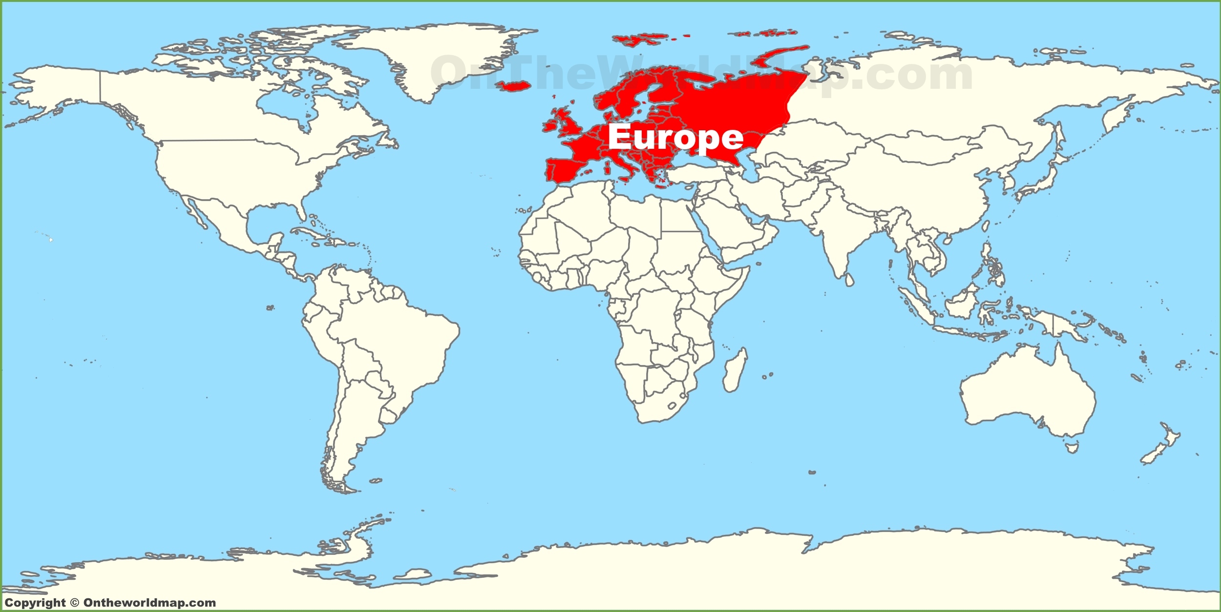 Europe location on the World Map