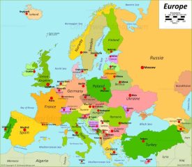 Map of Europe with capitals