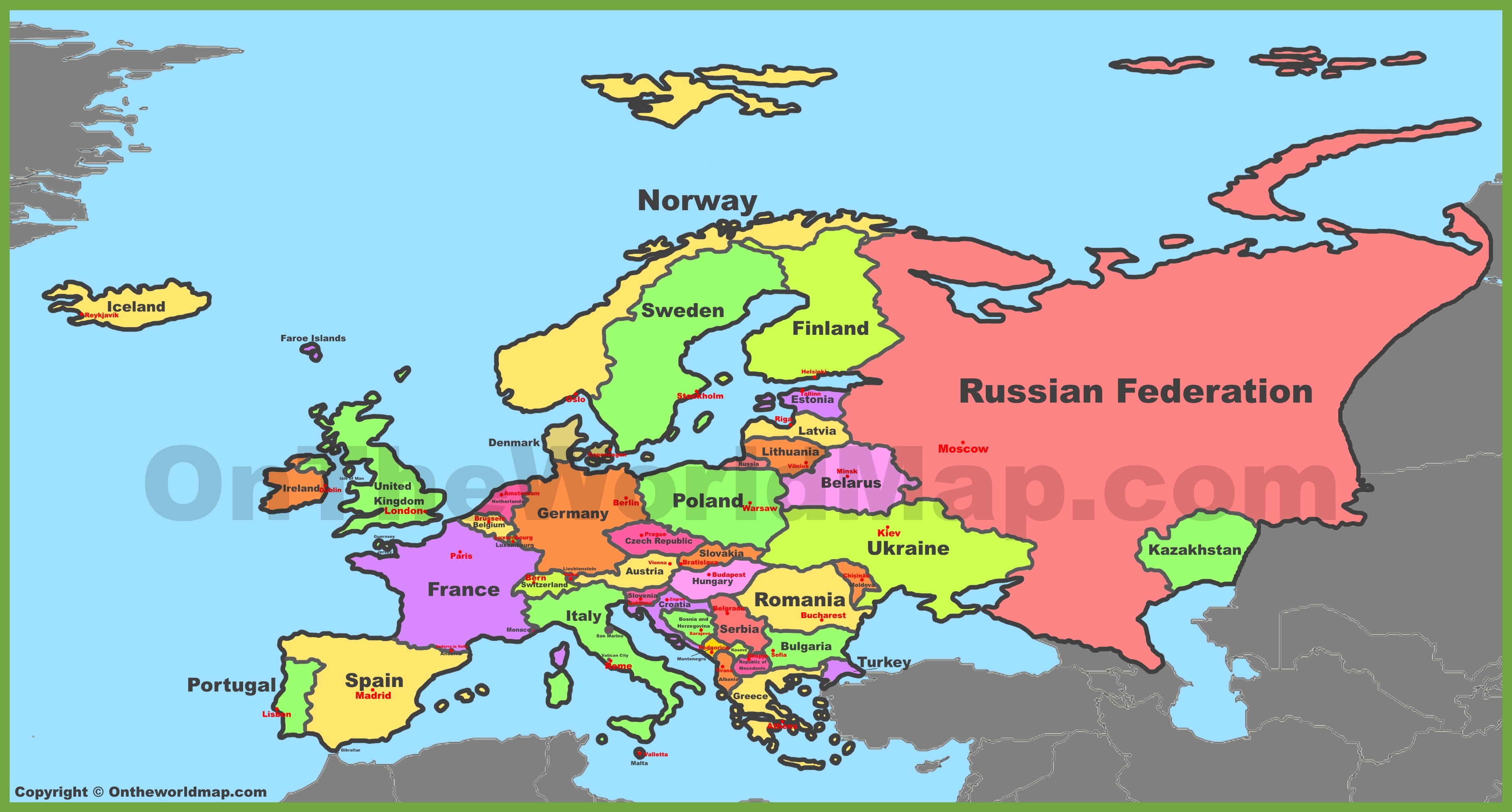 europe continent map with countries and capitals Map Of Europe With Countries And Capitals europe continent map with countries and capitals