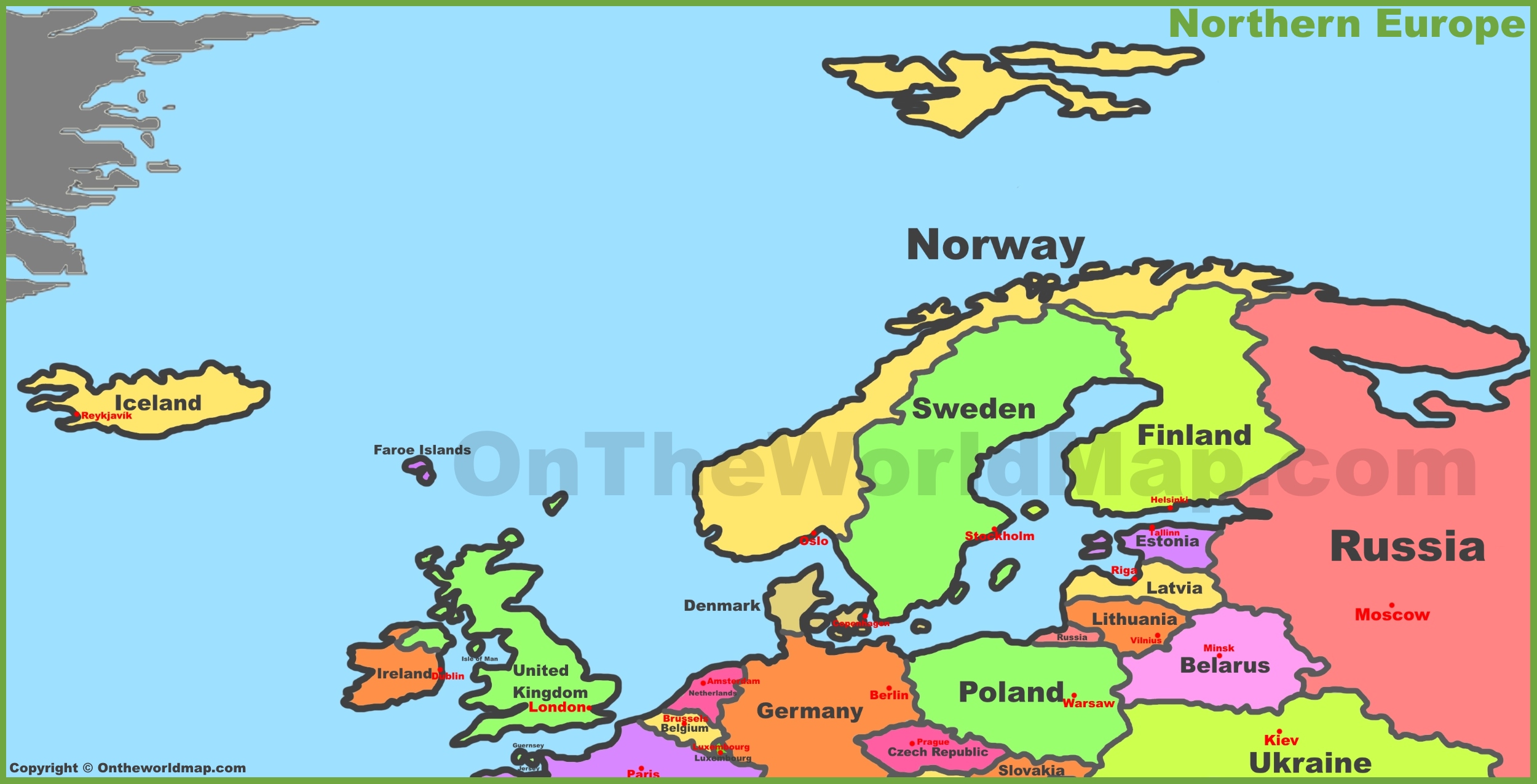 northern europe map with capitals Map Of Northern Europe northern europe map with capitals