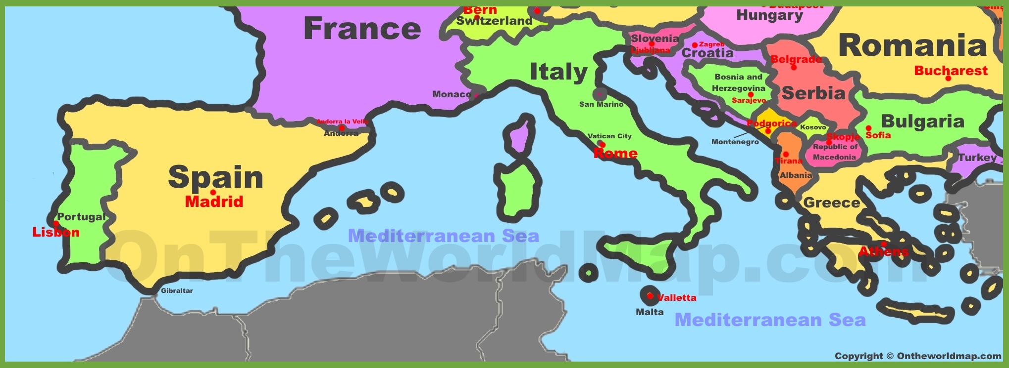 Printable Map Of Southern Europe