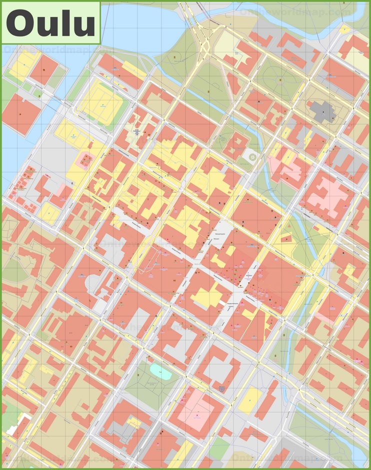 Oulu city centre map