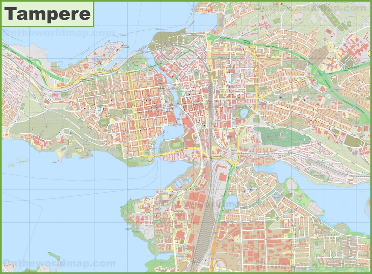 Large detailed map of Tampere