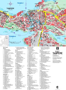Tampere hotels and sightseeings map