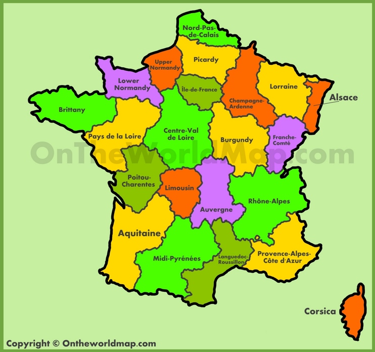 Map of old regions of France