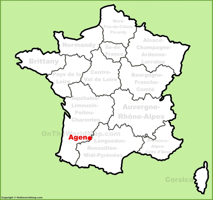 Agen location on the France map
