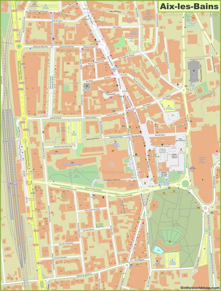 Aix-les-Bains City Centre Map