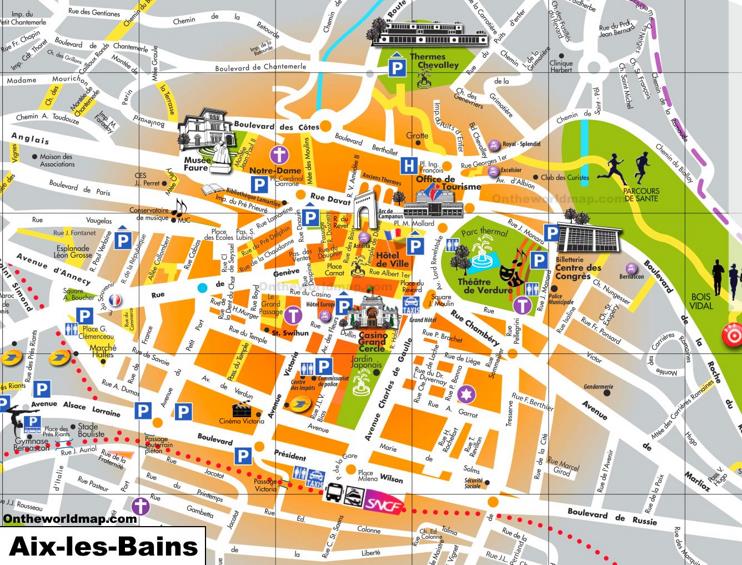 Aix-les-Bains Sightseeing Map