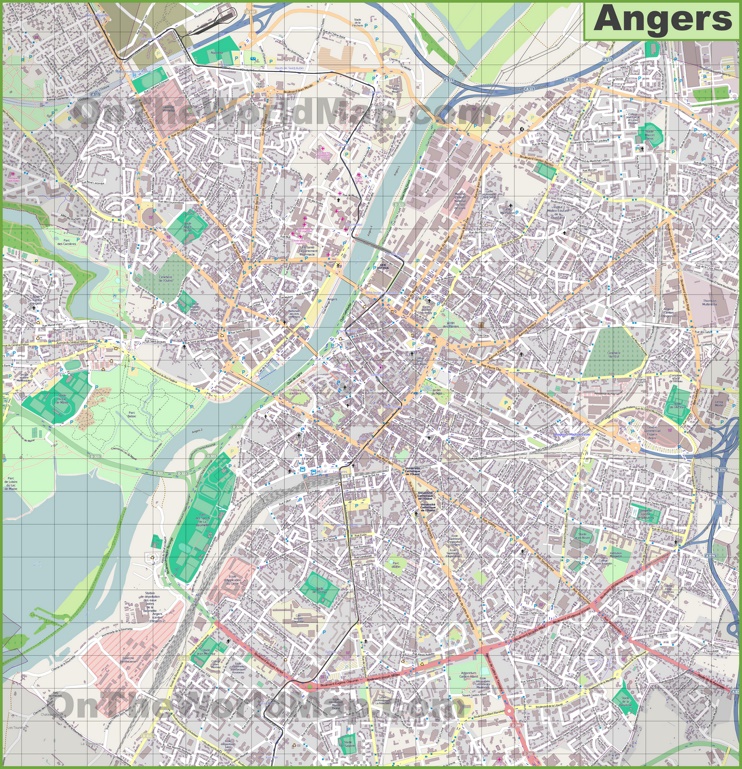 Large detailed map of Angers