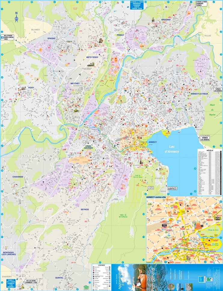 Large Detailed Tourist Map Of Annecy