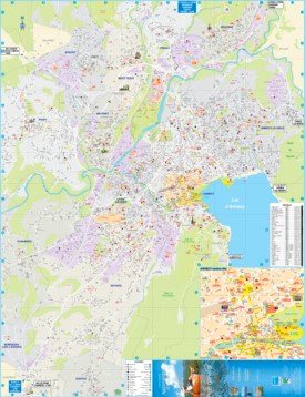 Large detailed tourist map of Annecy