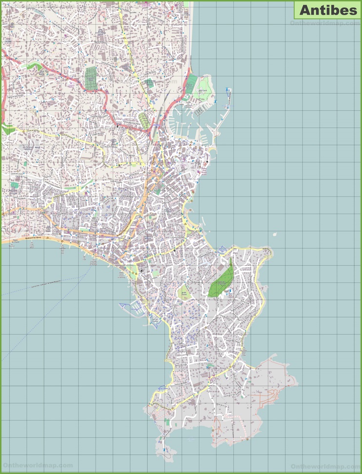 Large detailed map of Antibes