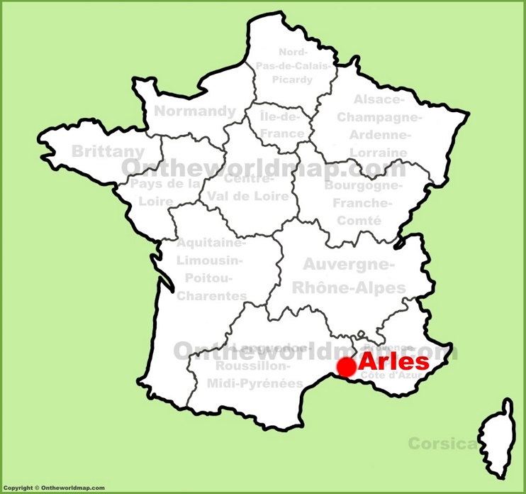 Arles location on the France map