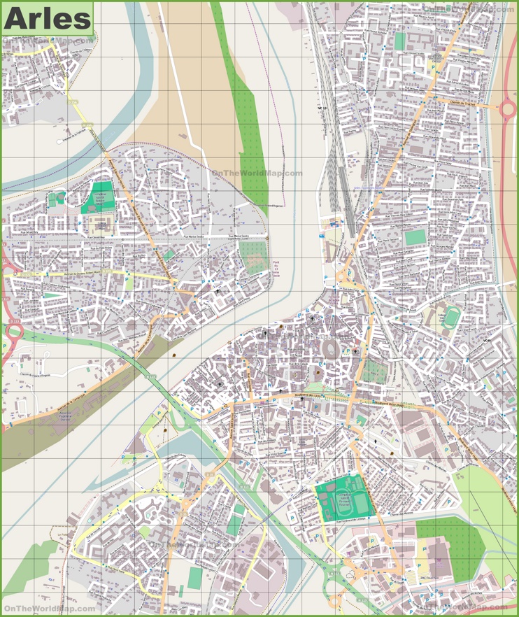 Large detailed map of Arles
