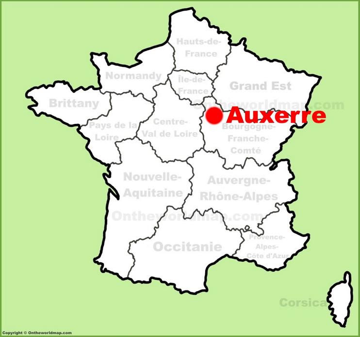 Auxerre location on the France map
