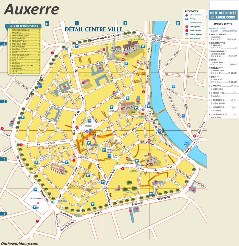 Auxerre Sightseeing Map