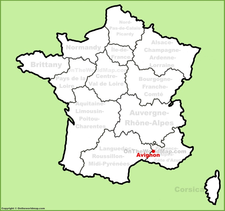 Avignon location on the France map